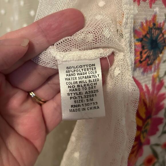 Umgee lace sheer floral embroidered kimono boho summer festival size s/m - Picture 6 of 6